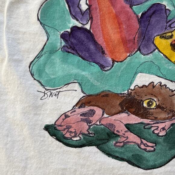 Vintage Diane Wat Design “Rain Forest Frogs” Hand Painted T-Shirt Single Stitch - Picture 6 of 12